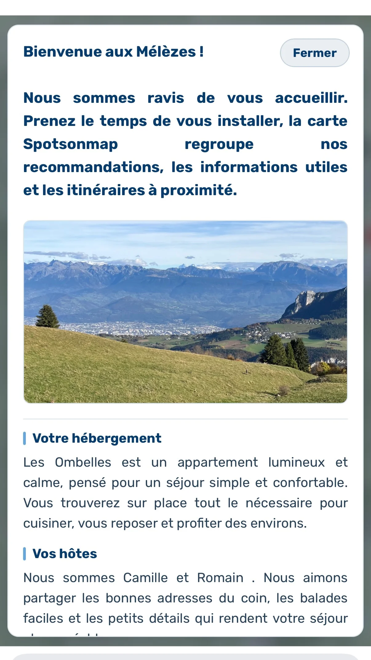 Aperçu informations pratiques Spotsonmap